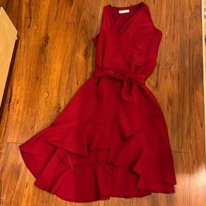 Cranberry Red Sleeveless Wrap dress